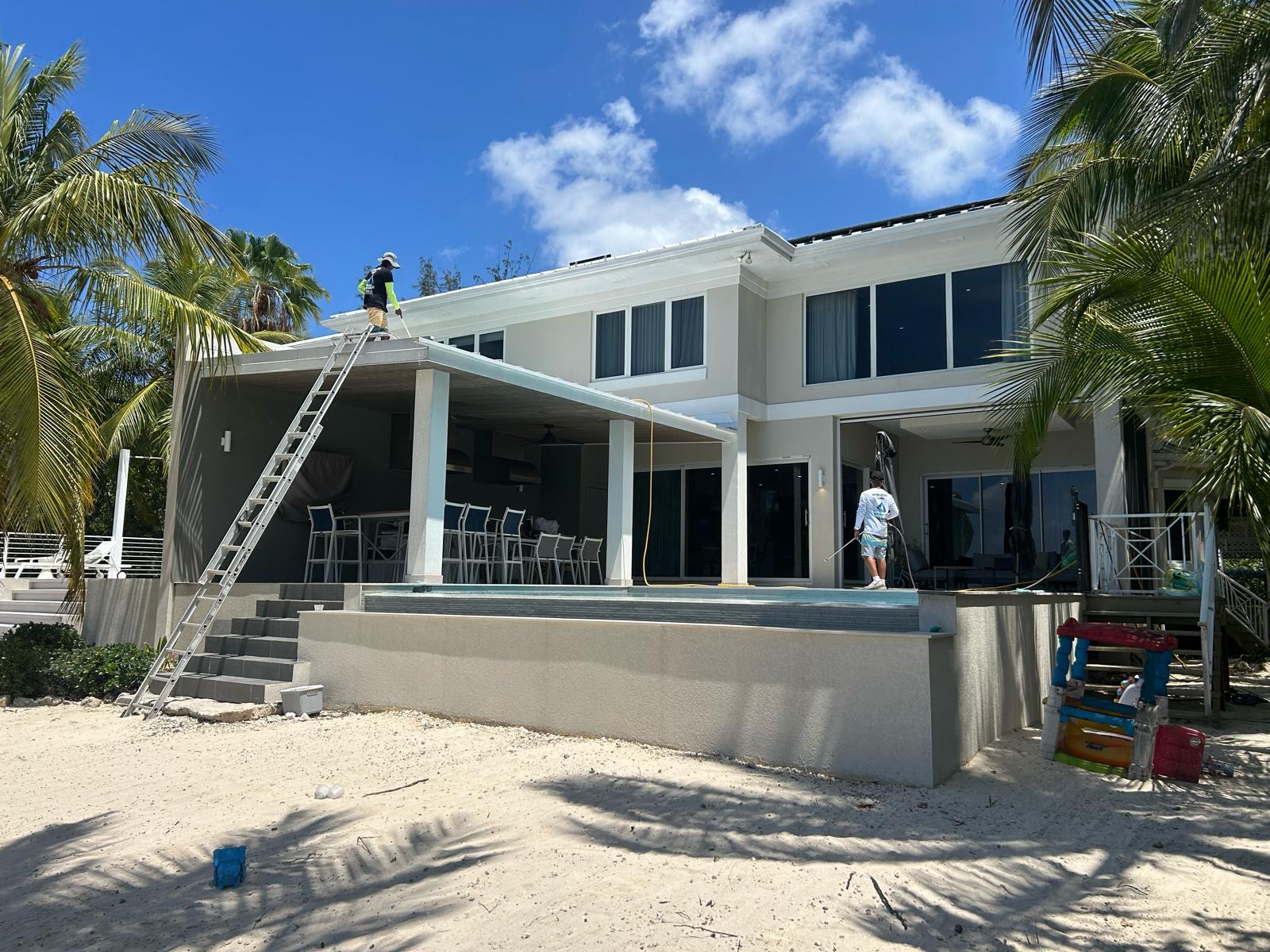 Patio and pool deck cleaning in Grand Cayman