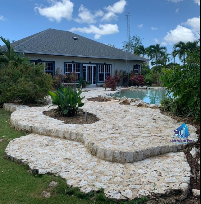 After pool deck cleaning result near Seven Mile Beach