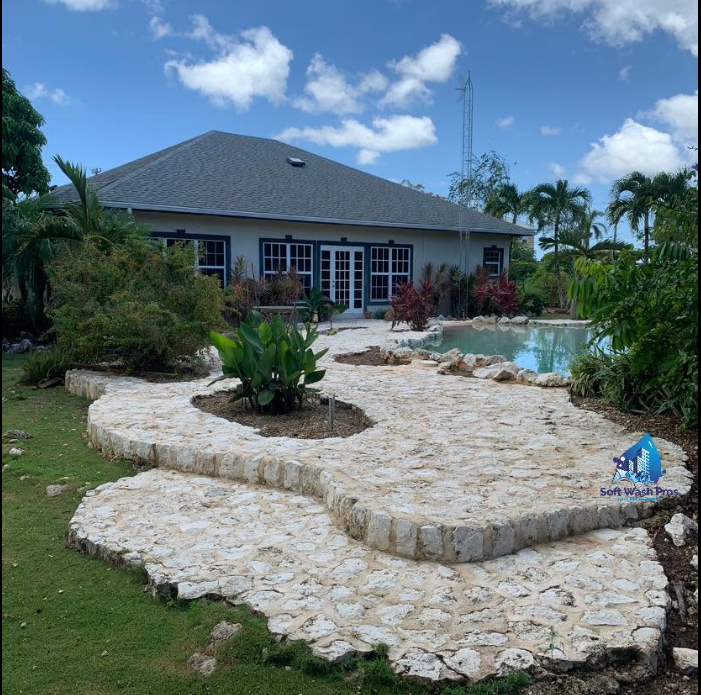 Pool deck cleaning result near Seven Mile Beach